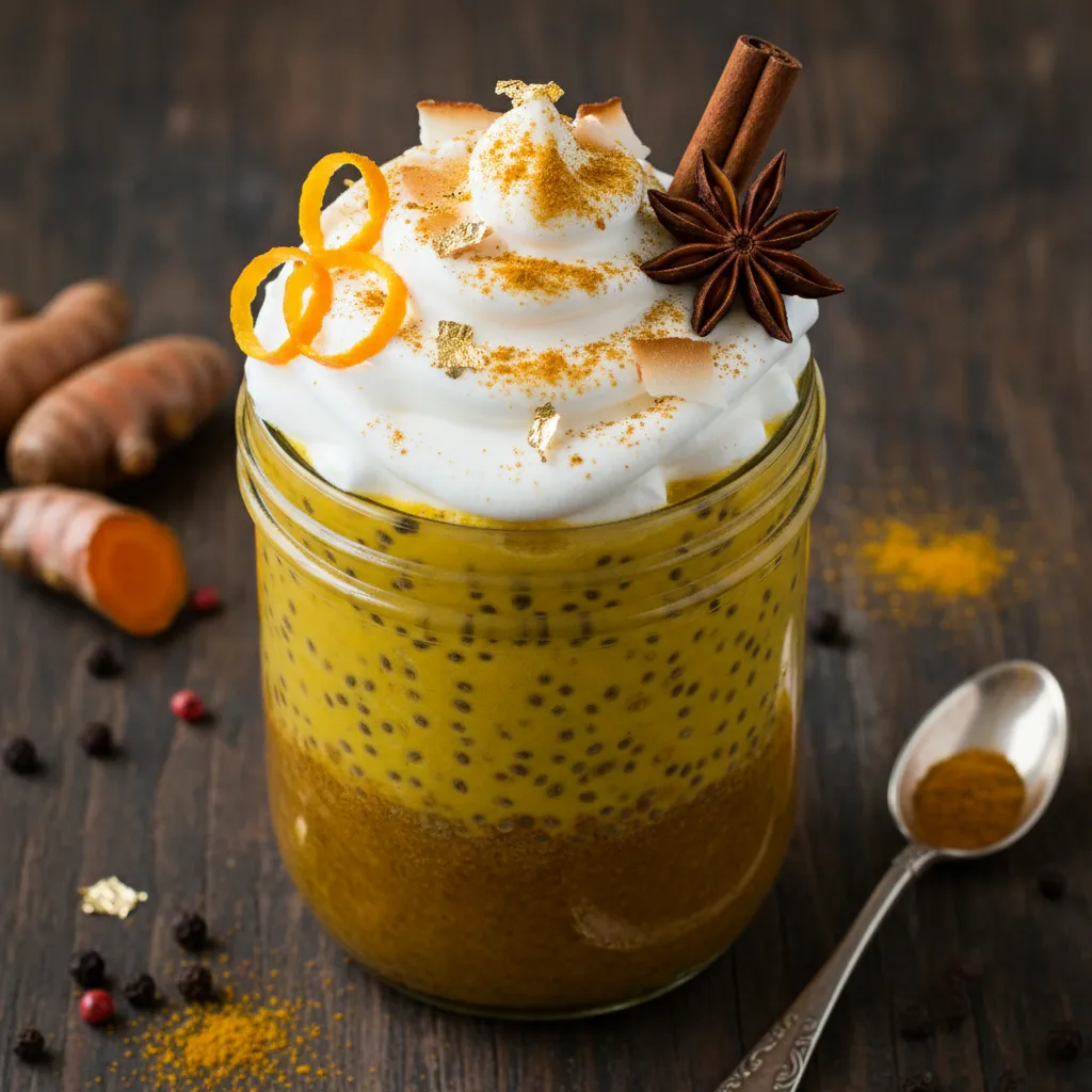 Golden Turmeric Chia Seed Smoothie with Coconut Whip
