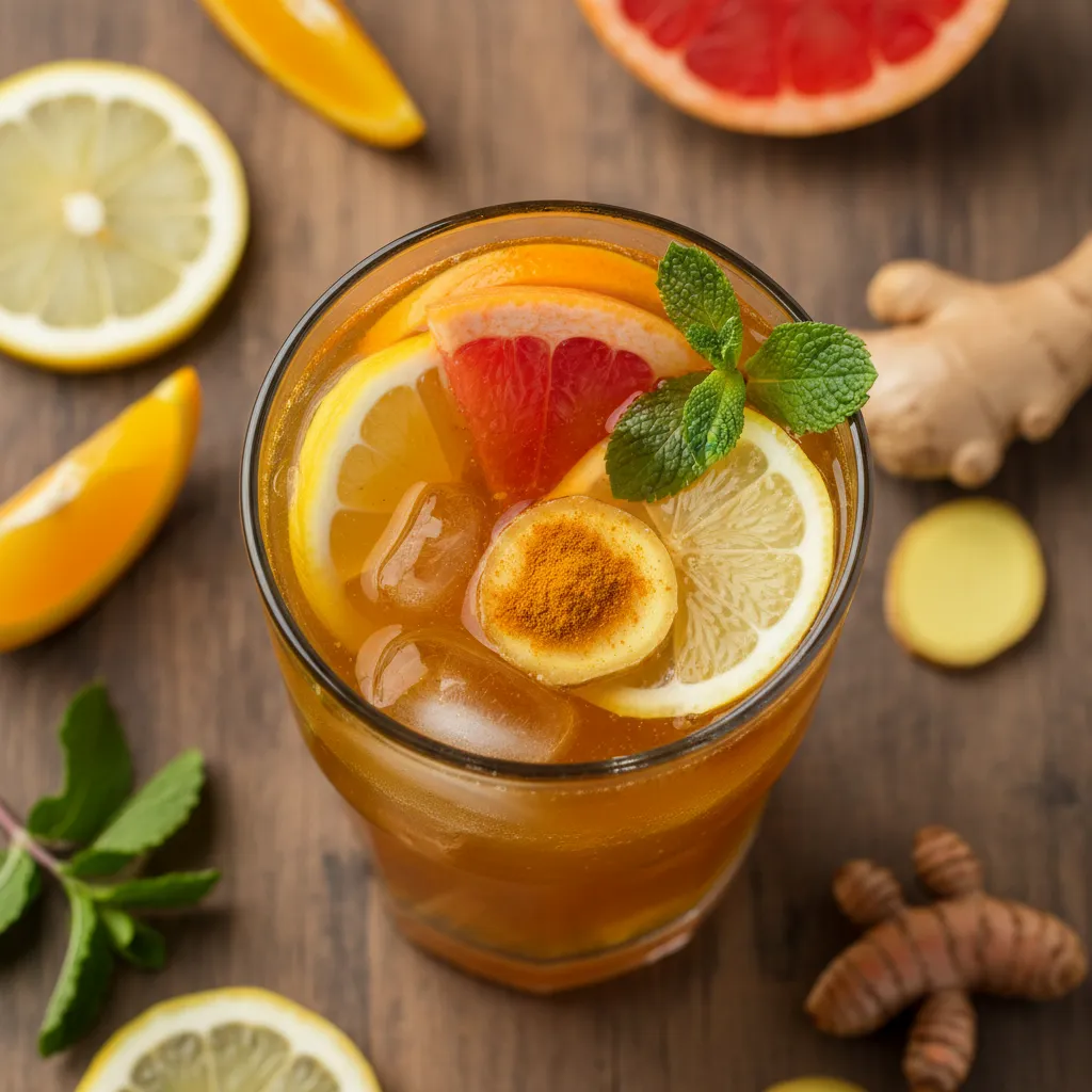 Golden Turmeric Citrus Sparkler with Fresh Ginger
