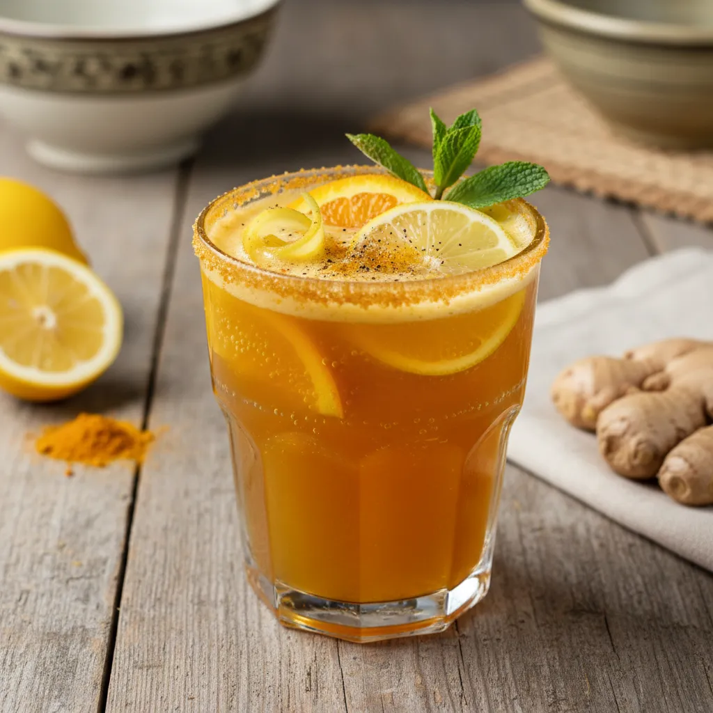 Golden Turmeric Citrus Sparkler with Fresh Ginger