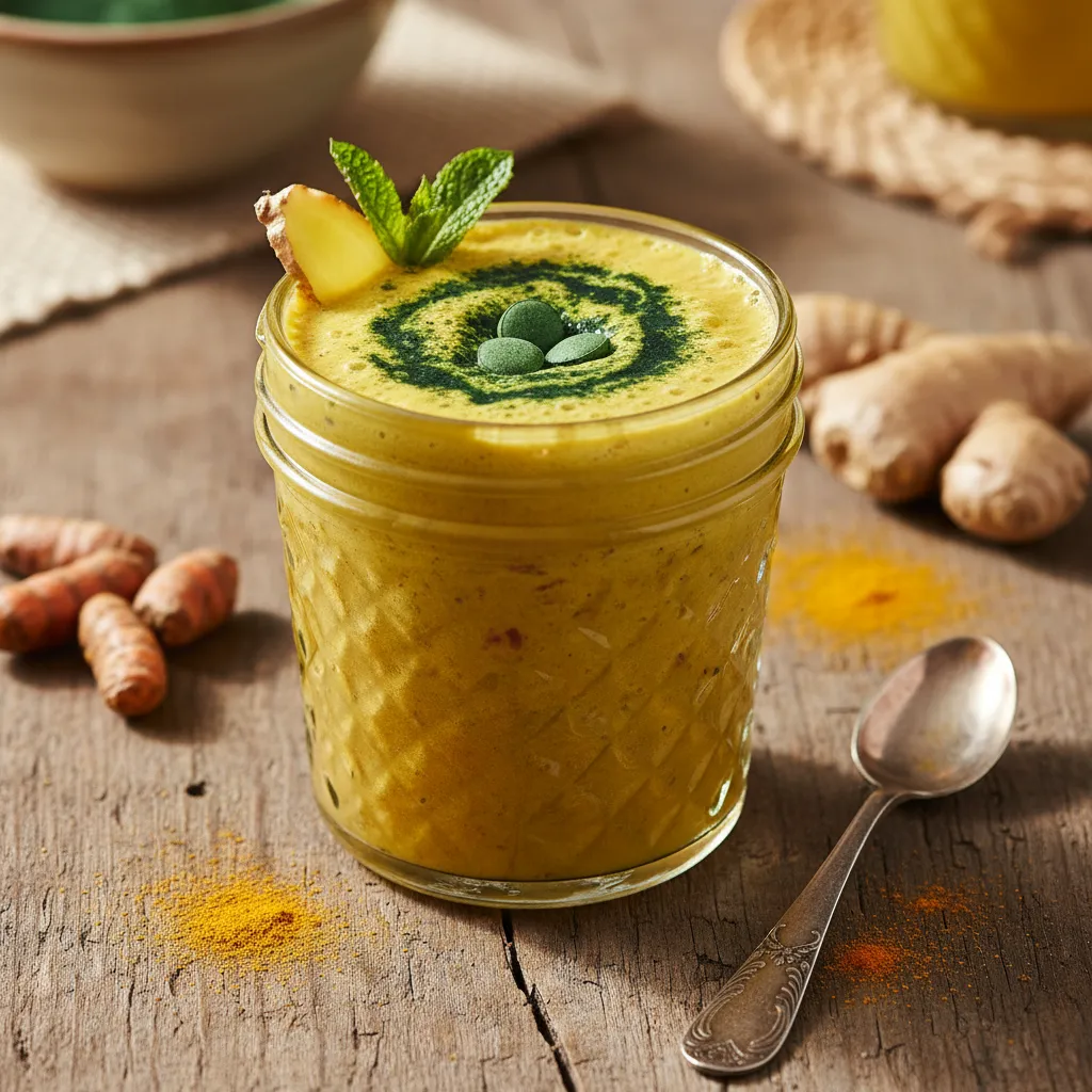 Golden Turmeric Ginger Smoothie with Spirulina Boost
