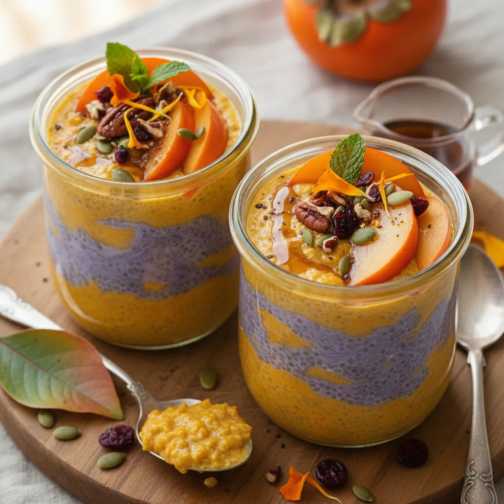 Harvest Moon Chia Pudding Cups with Maple-Infused Persimmons