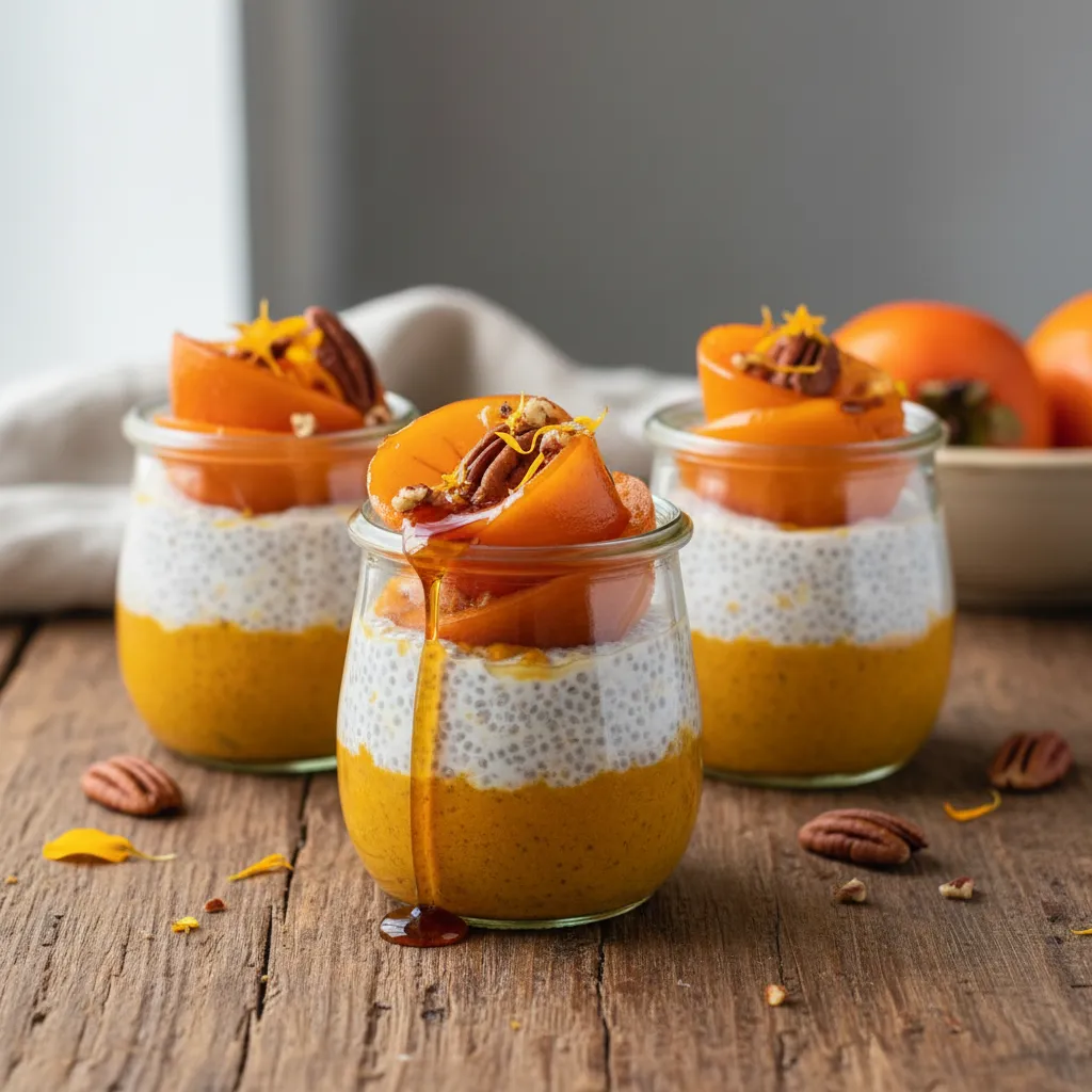 Harvest Moon Chia Pudding Cups with Maple-Infused Persimmons