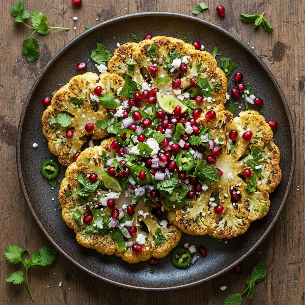 Herbed Cauliflower Steaks with Pomegranate Salsa