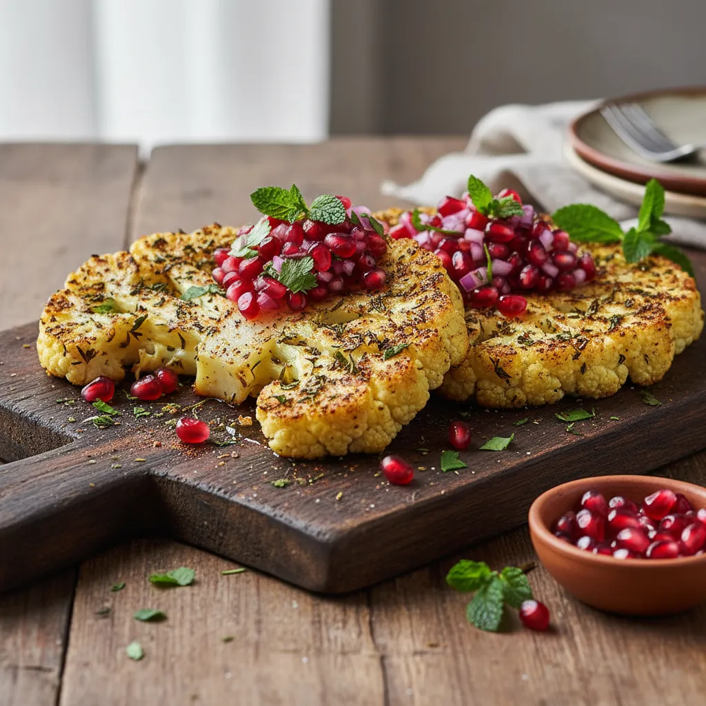 Herbed Cauliflower Steaks with Pomegranate Salsa
