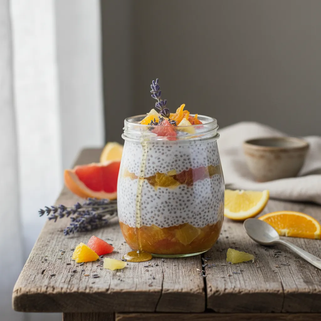 Honey Lavender Bliss Chia Pudding with Citrus Burst