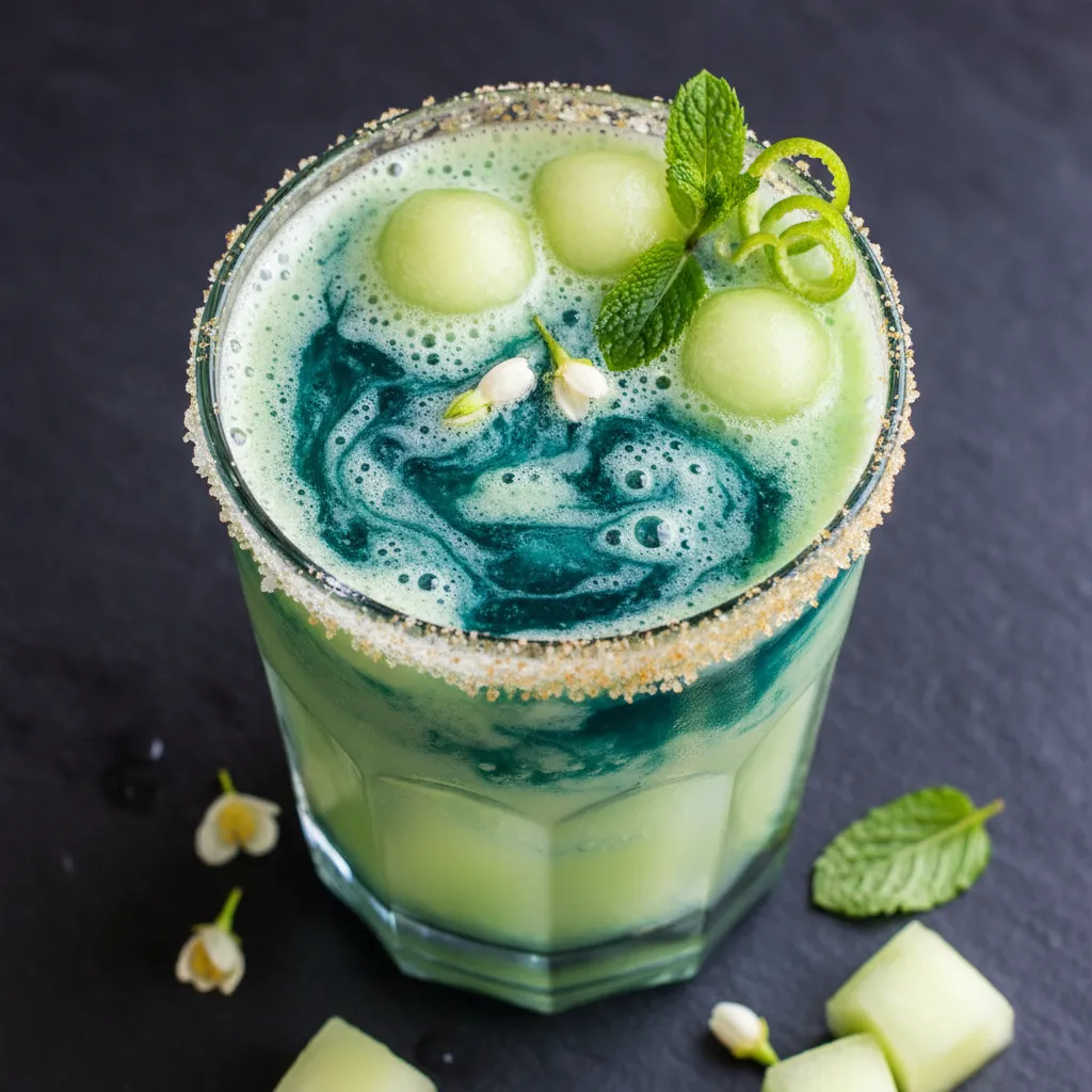 Honeydew Jasmine Sparkler with Spirulina Swirl