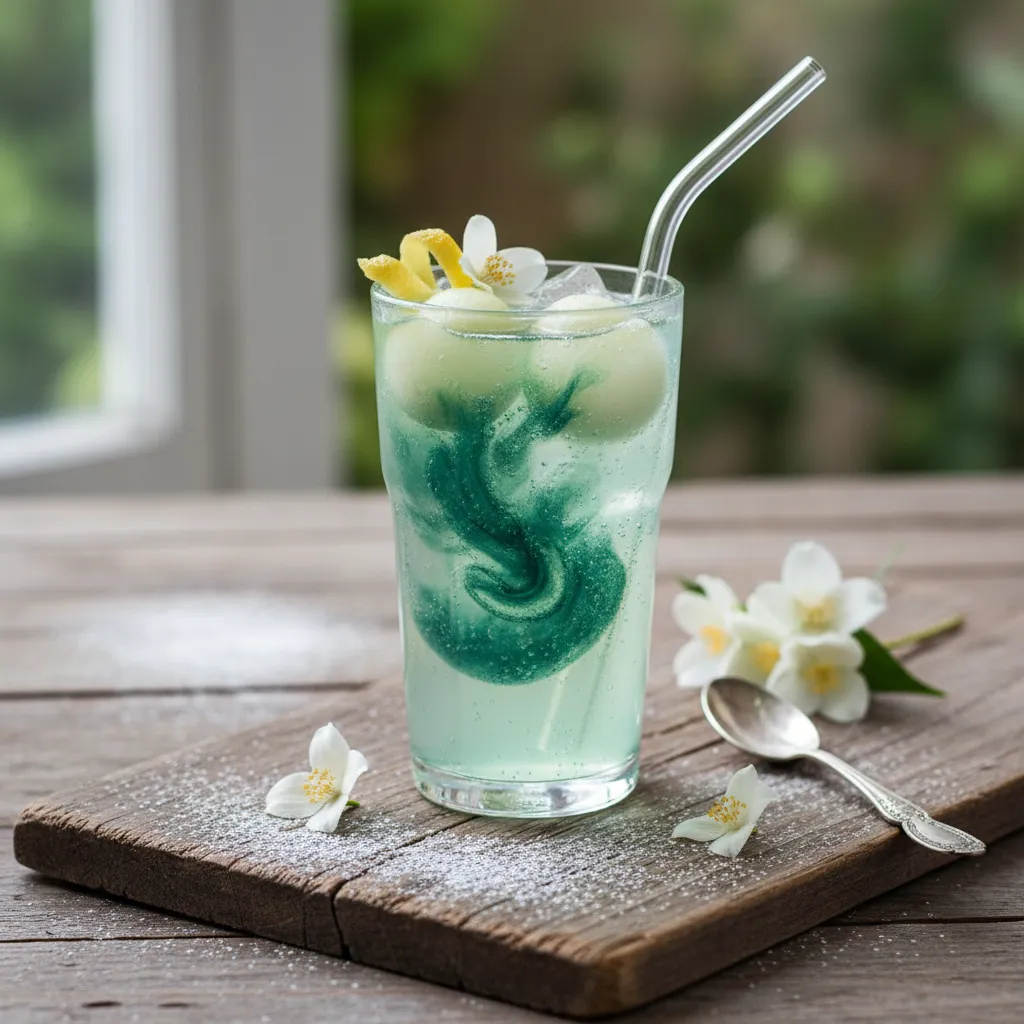 Honeydew Jasmine Sparkler with Spirulina Swirl