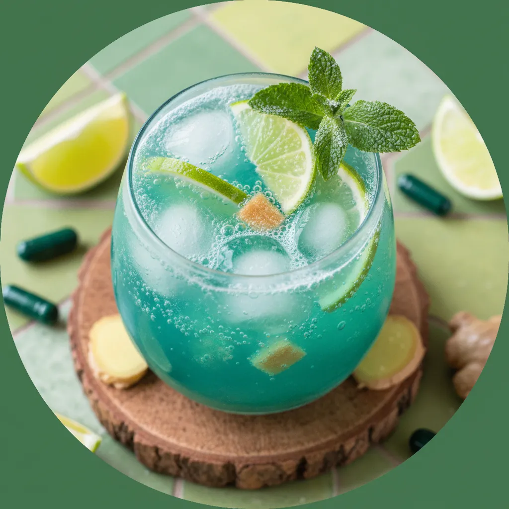 Joyful Ginger-Lime Spirulina Fizz