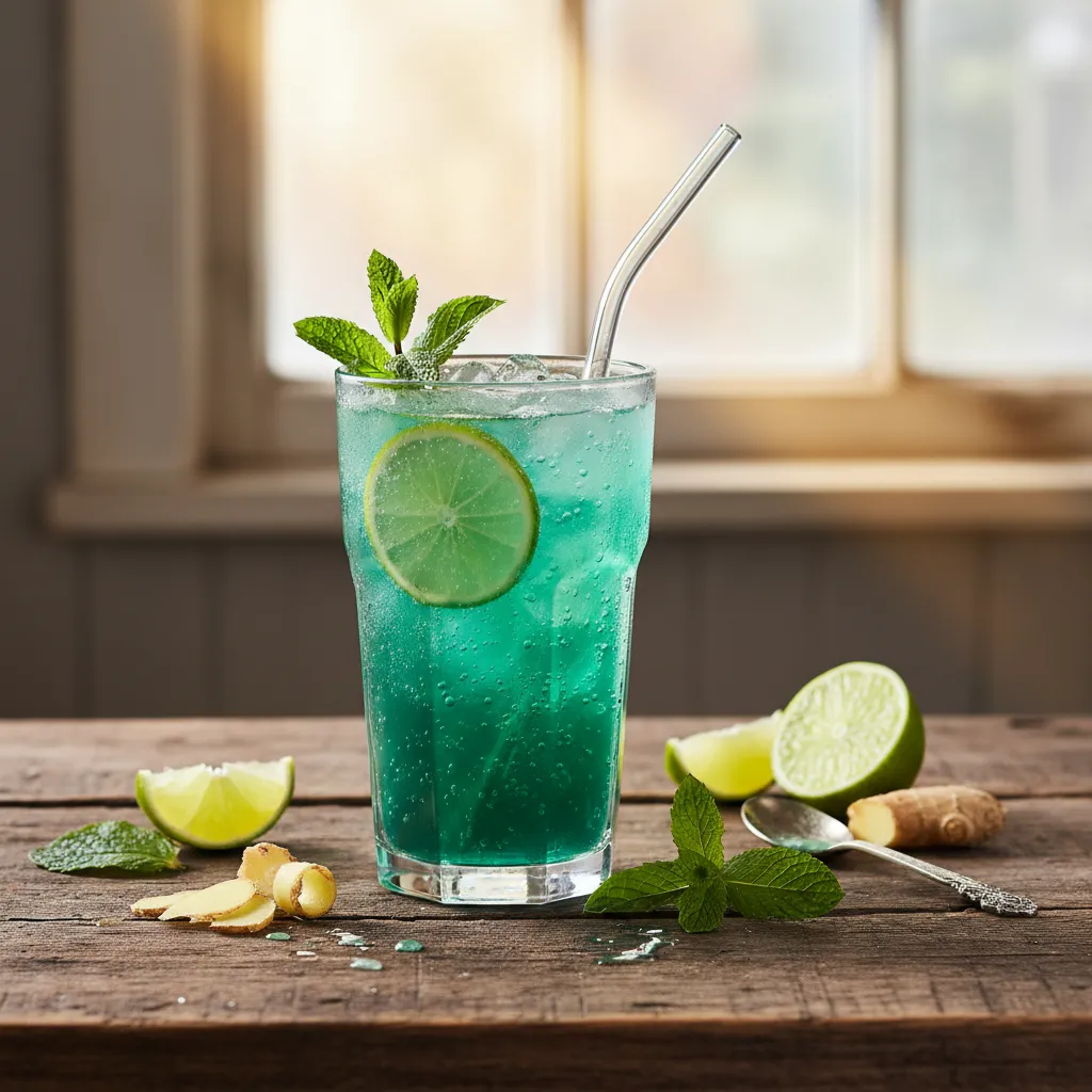 Joyful Ginger-Lime Spirulina Fizz