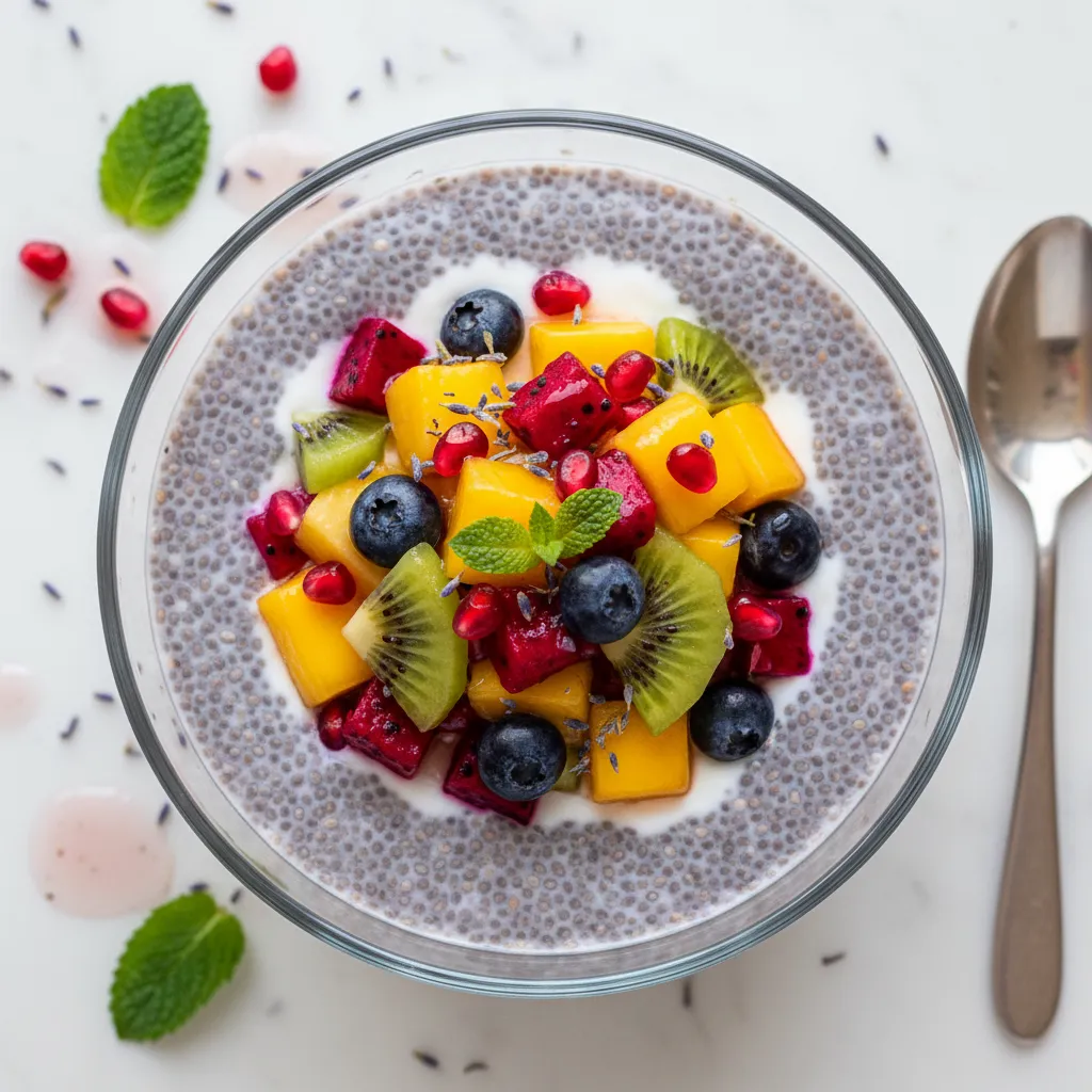 Lavender Chia Pudding with Exotic Fruit Compote