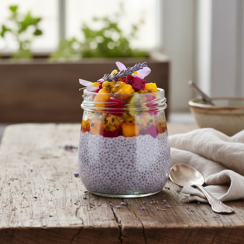 Lavender Chia Pudding with Exotic Fruit Compote