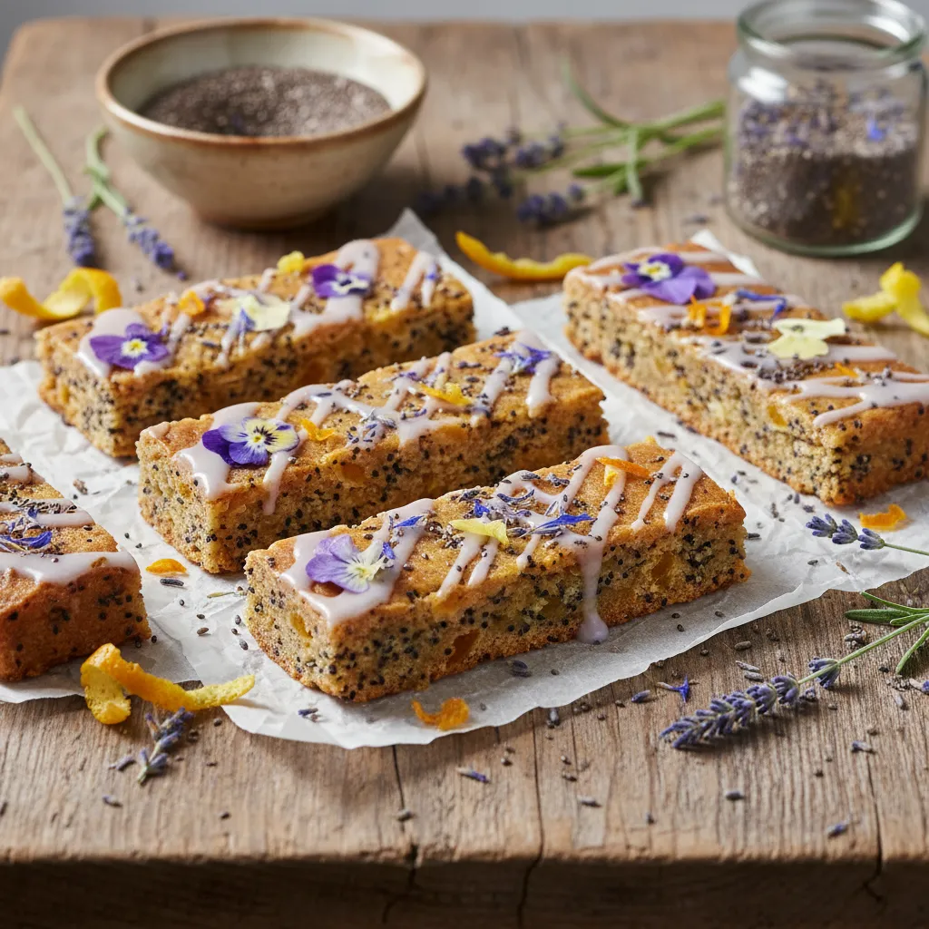 Lavender Citrus Chia Energy Bars with a Floral Twist