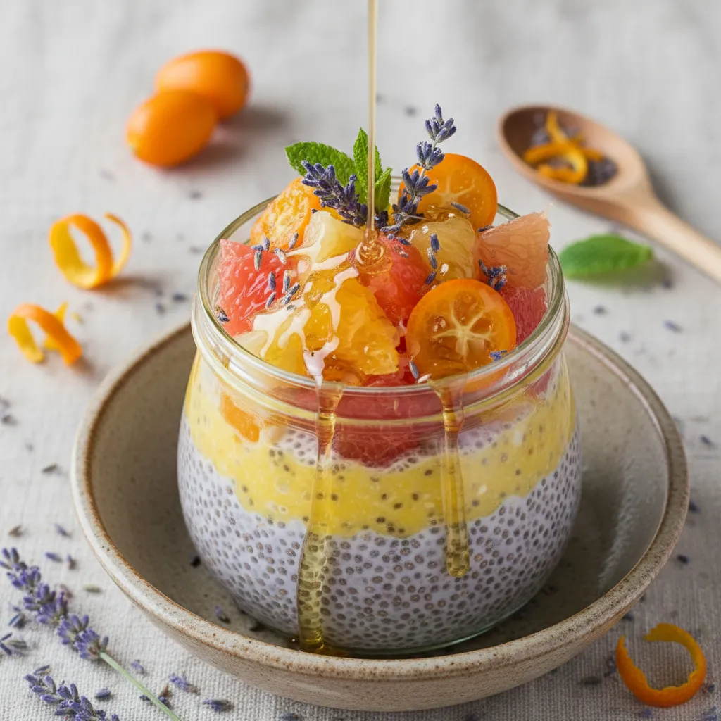 Lavender Citrus Chia Pudding with Honey Drizzle