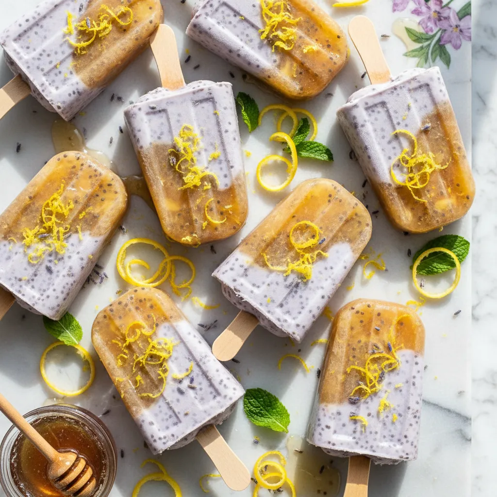 Lavender Honey Chia Pops with Lemon Zest