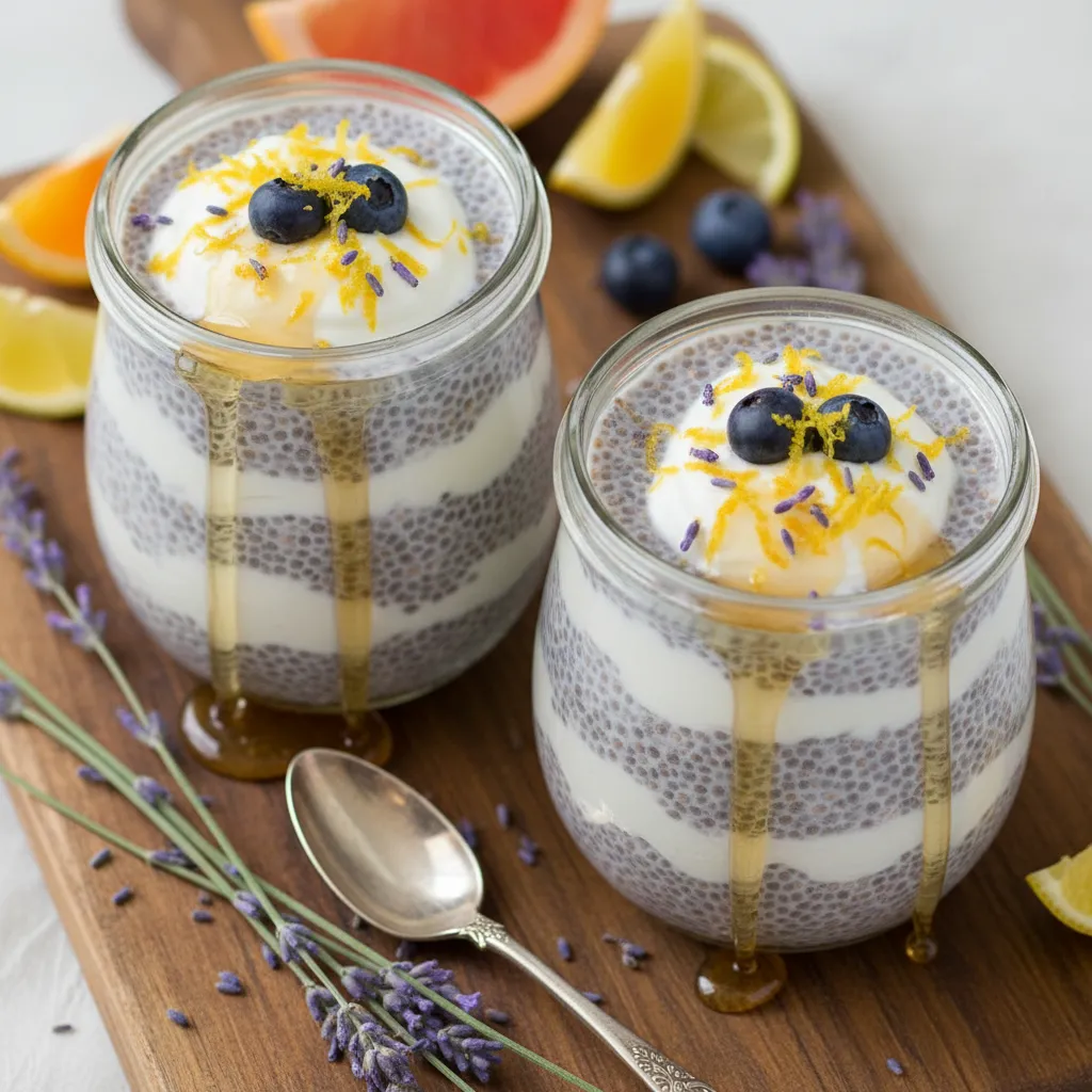 Lavender Honey Chia Pudding Parfaits with Citrus Zest