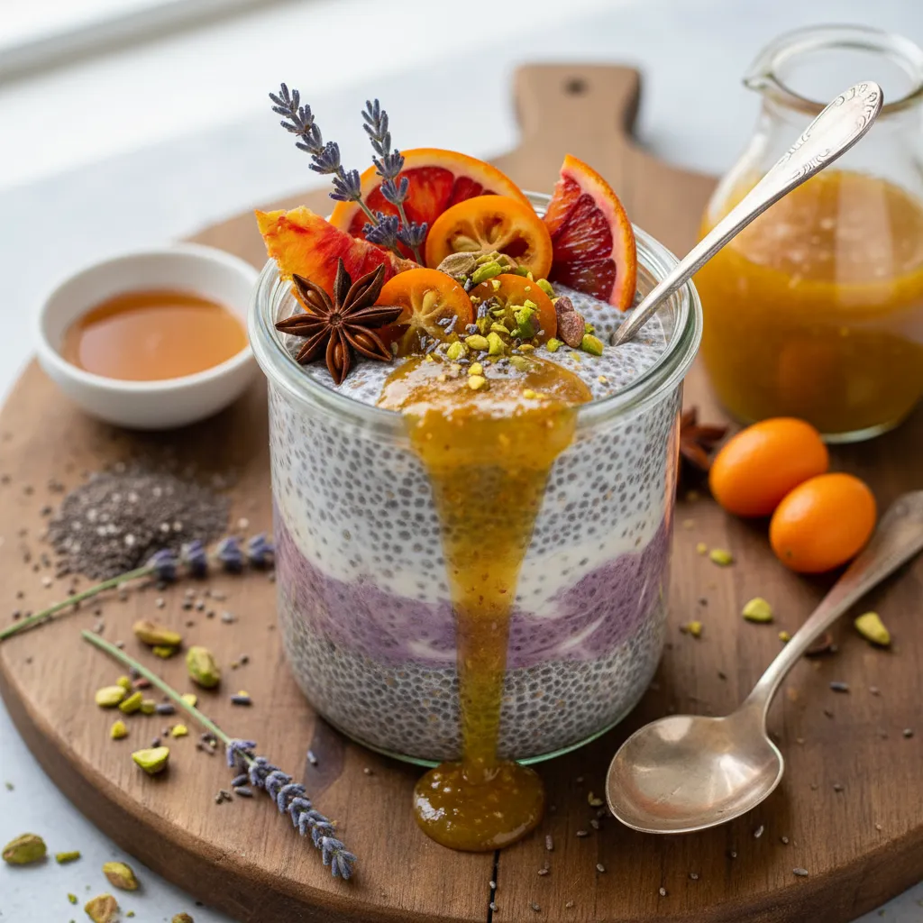 Lavender Honey Chia Pudding with Spiced Citrus Drizzle