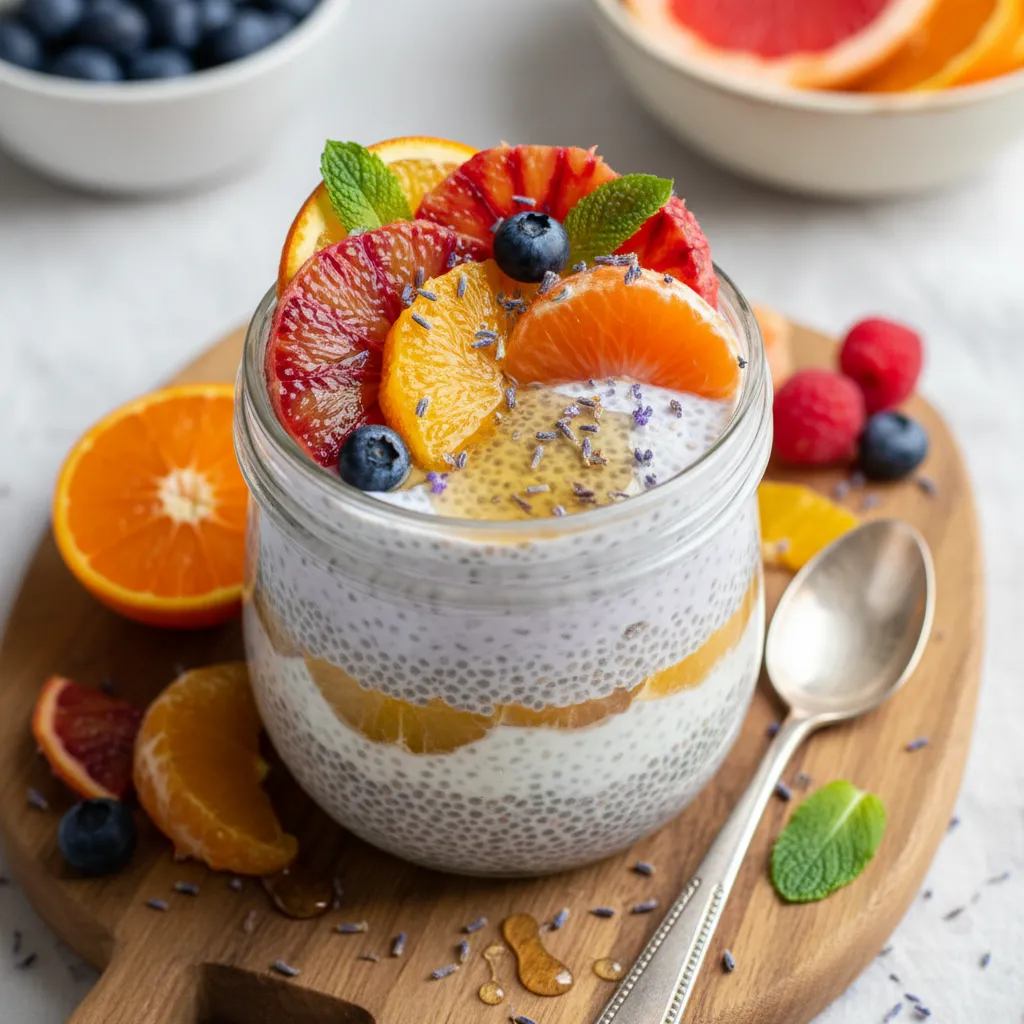 Lavender Honey Chia Seed Pudding with Seasonal Citrus Burst