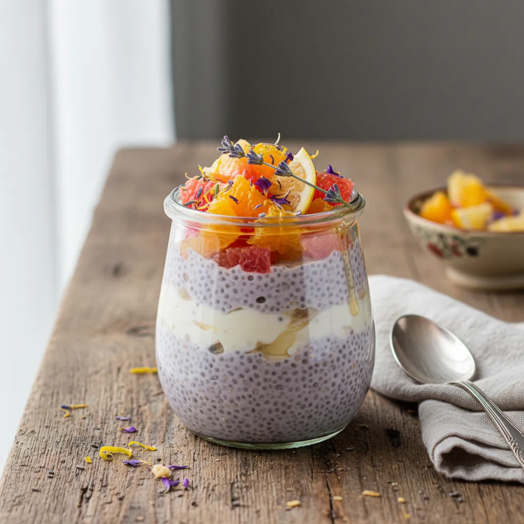 Lavender Honey Chia Seed Pudding with Seasonal Citrus Burst