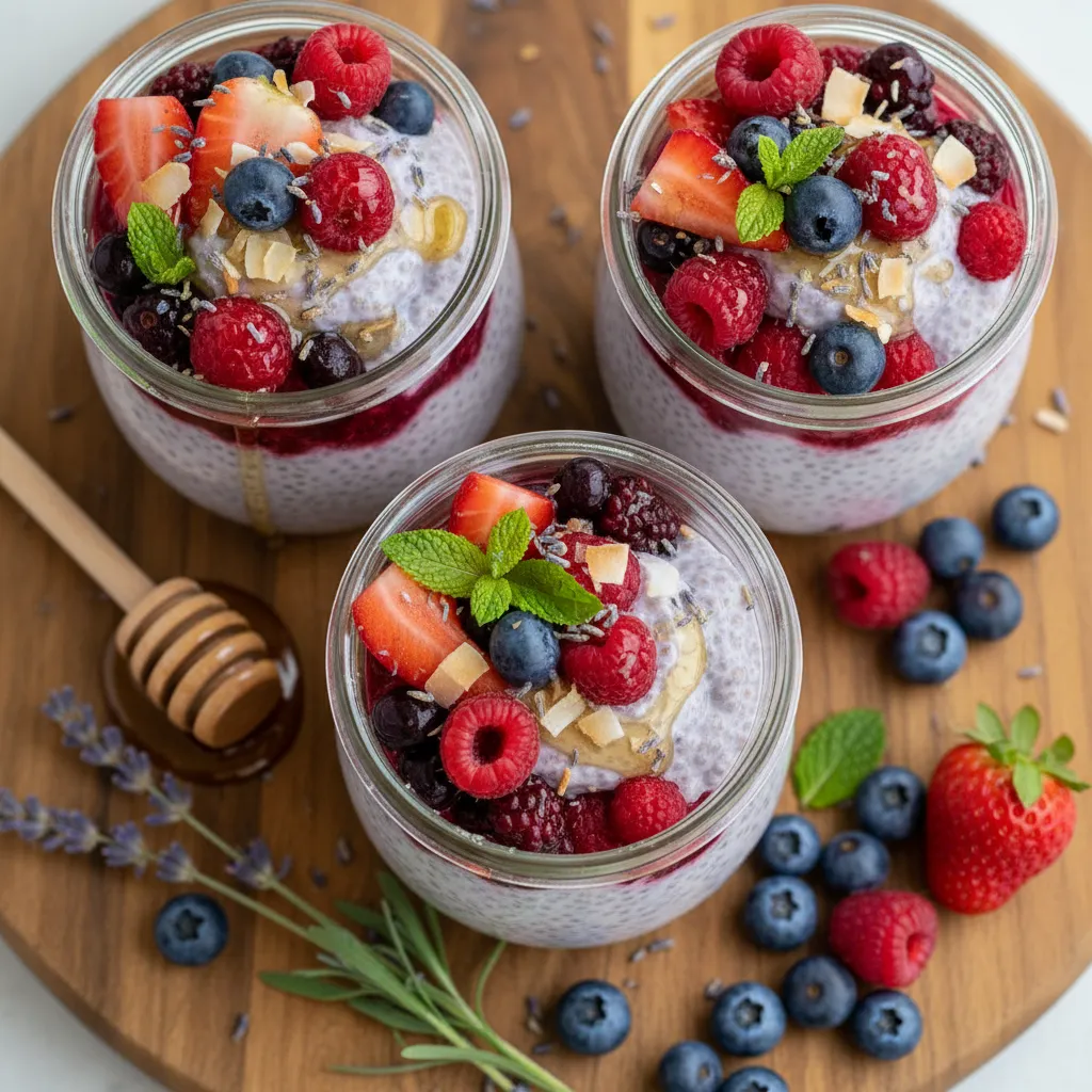 Lavender Honey Kissed Berry Chia Cups