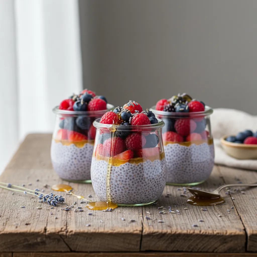 Lavender Honey Kissed Berry Chia Cups