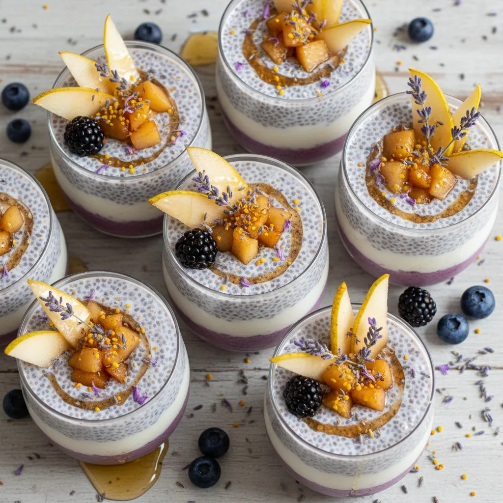 Lavender Honey Pear Chia Pudding Delights