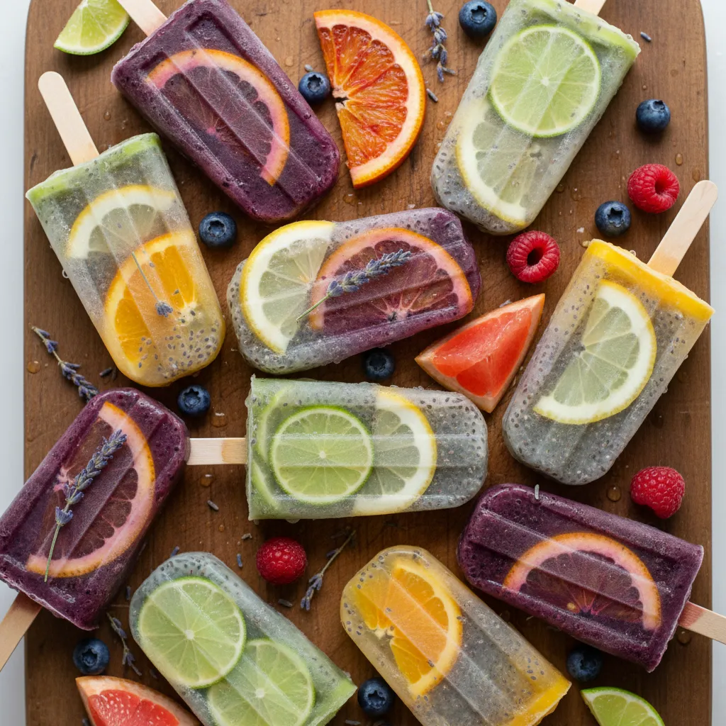 Lavender Infused Chia Citrus Popsicles