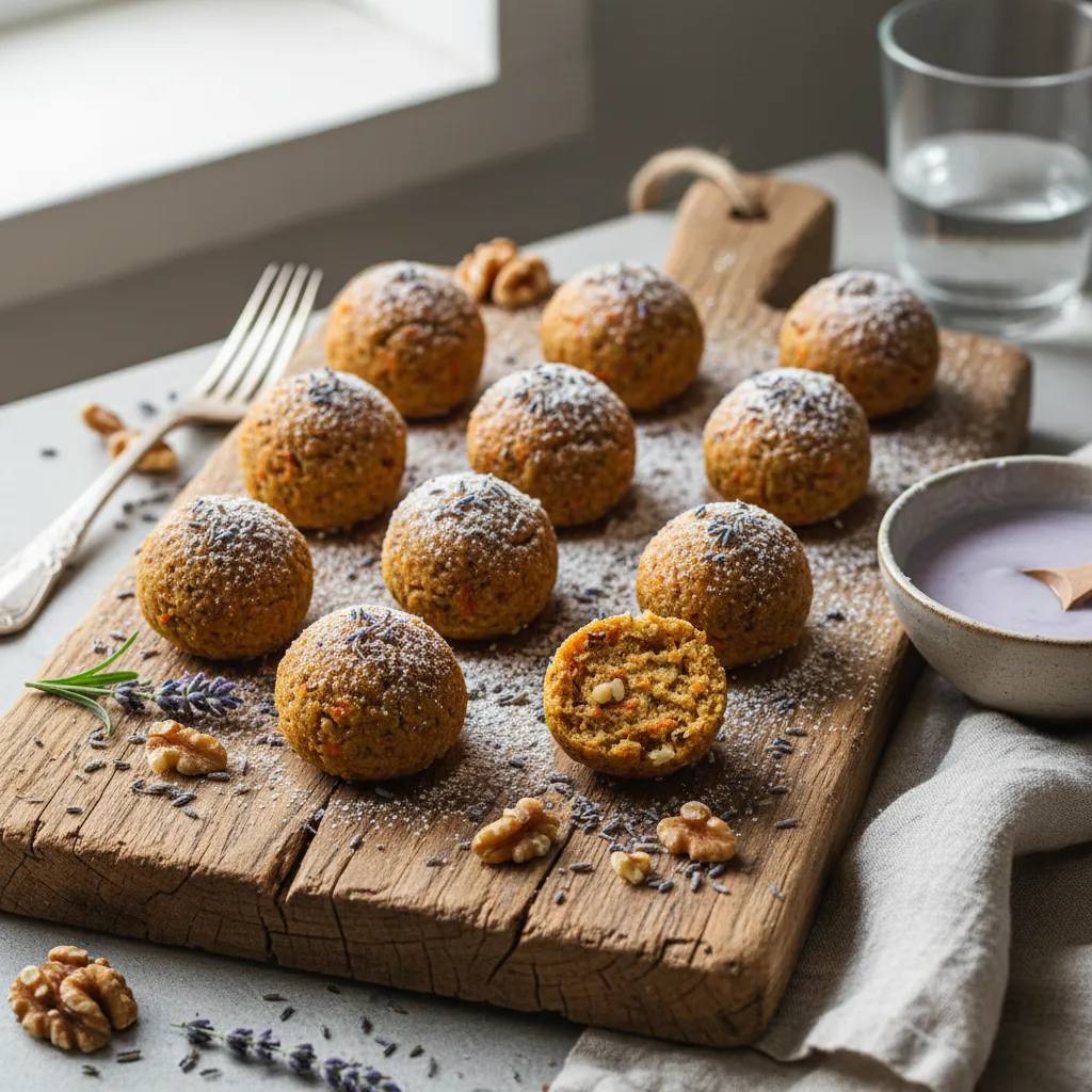 Lavender Infused Vegan Carrot Cake Bites