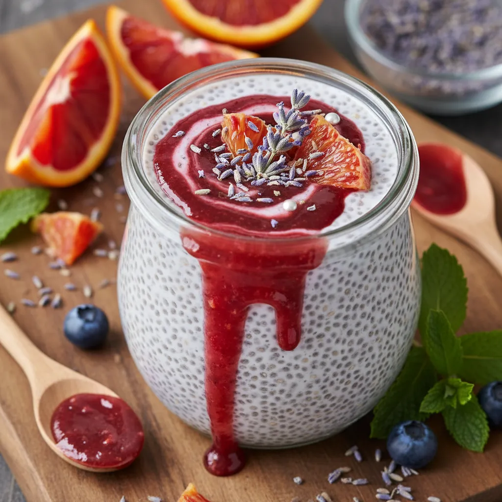 Lavender Infusion Chia Seed Pudding With Blood Orange Drizzle