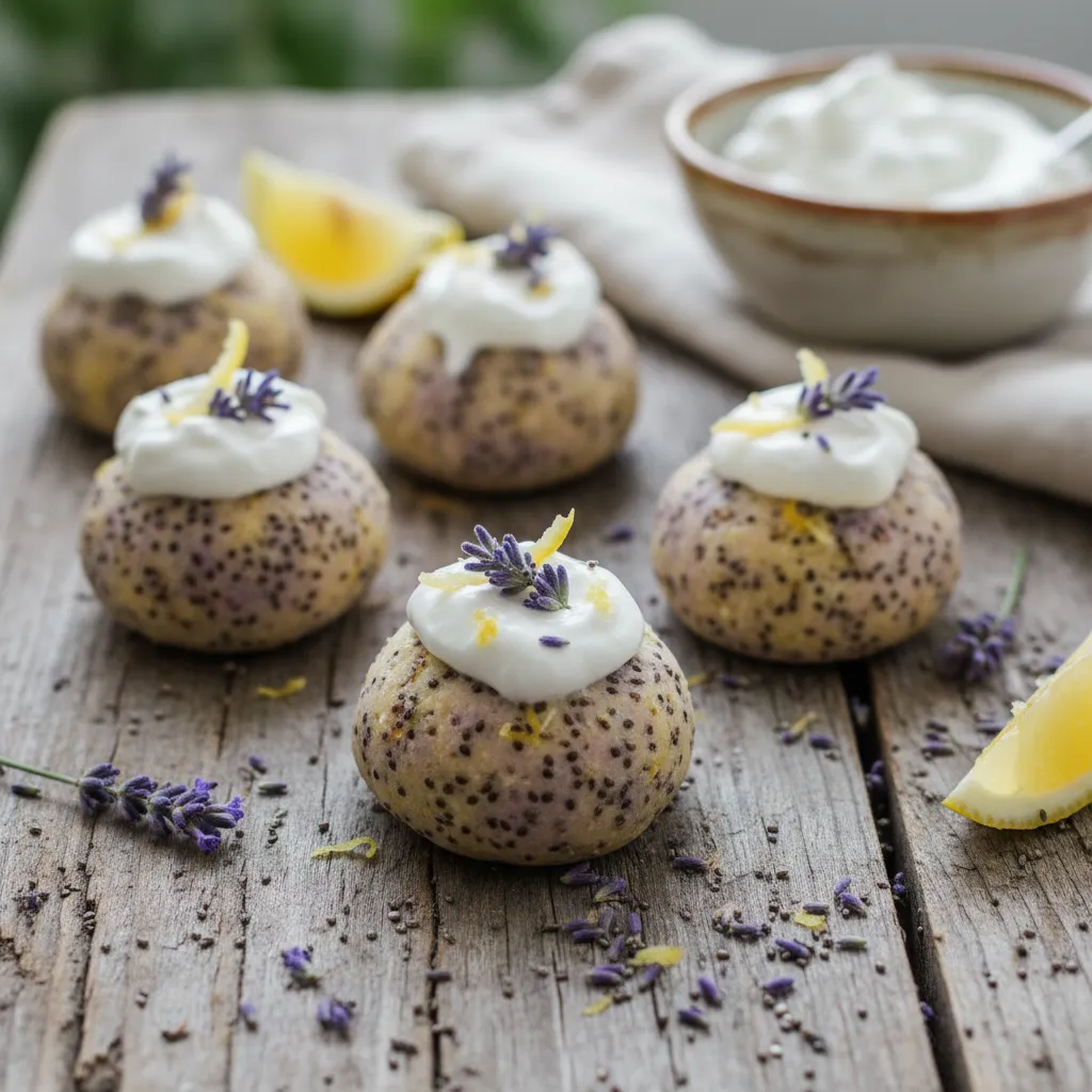 Lavender Lemon Chia Bliss Bites with Coconut Whip