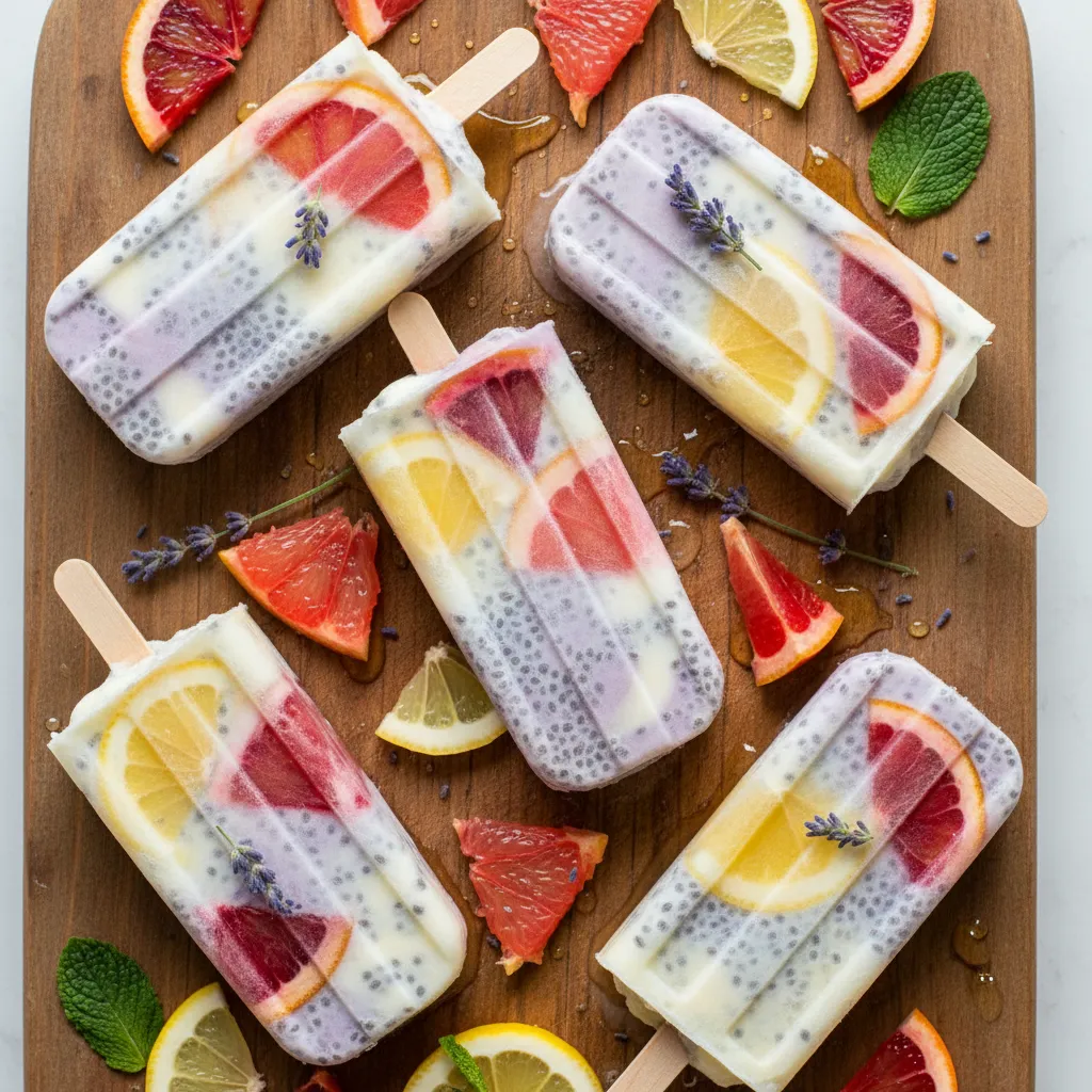 Lavender Lemon Chia Pops with Citrus Burst