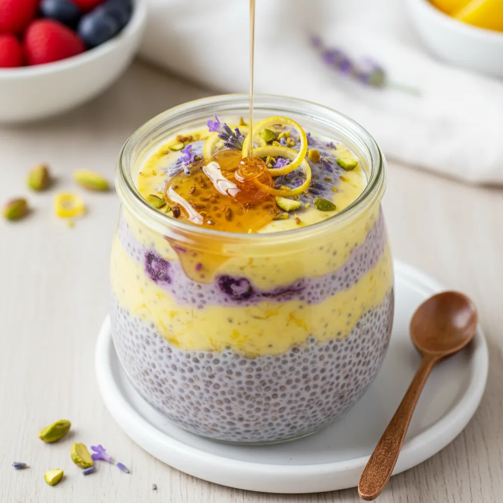 Lavender Lemon Chia Pudding Delight with Honey Drizzle