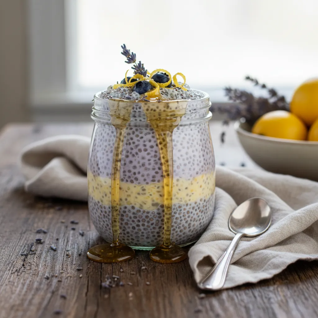 Lavender Lemon Chia Pudding Delight with Honey Drizzle