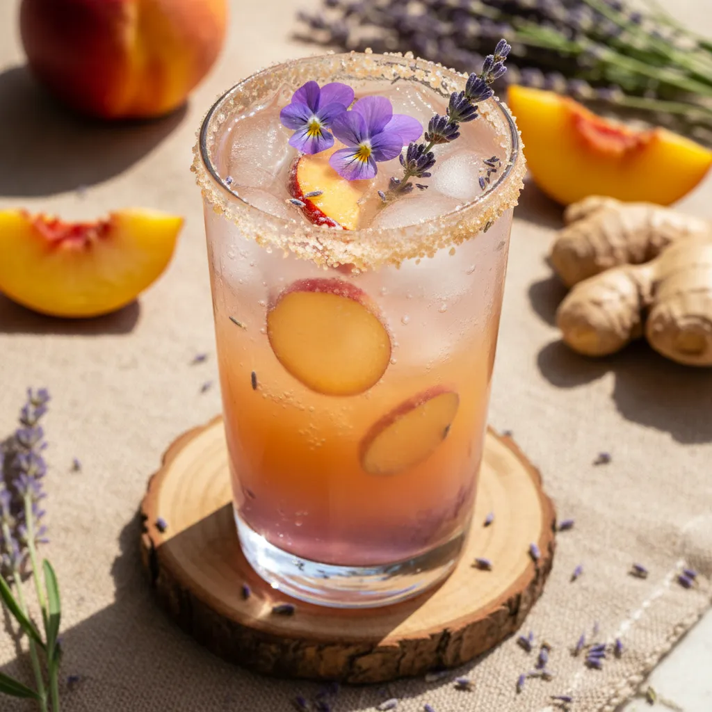Lavender Peach Sparkler with Ginger Infusion
