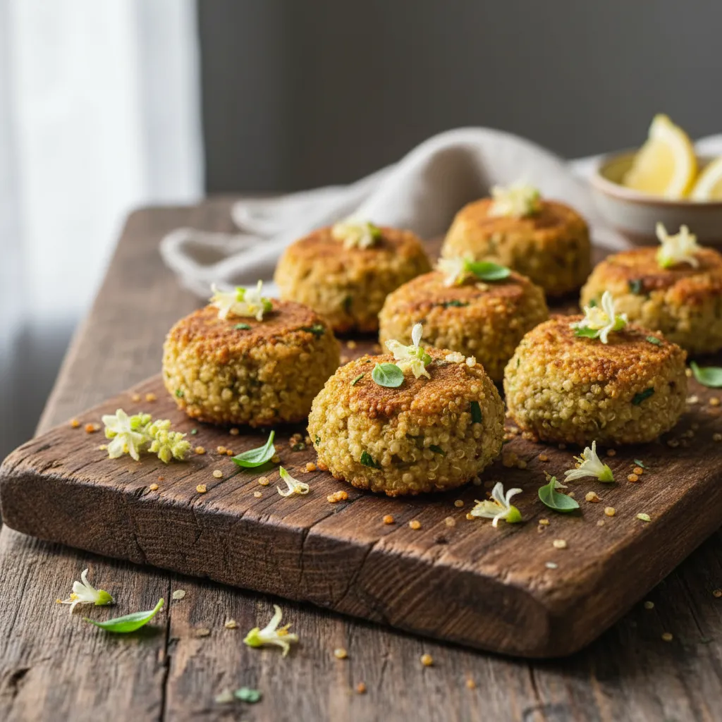 Lemon Basil Edible Flower Quinoa Bites