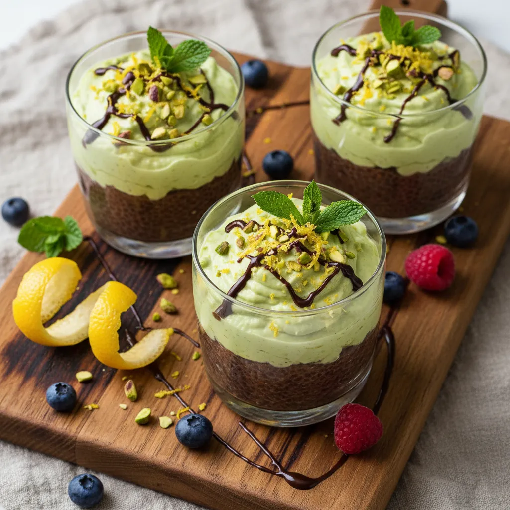 Lemon Zest Avocado Chocolate Chia Cups