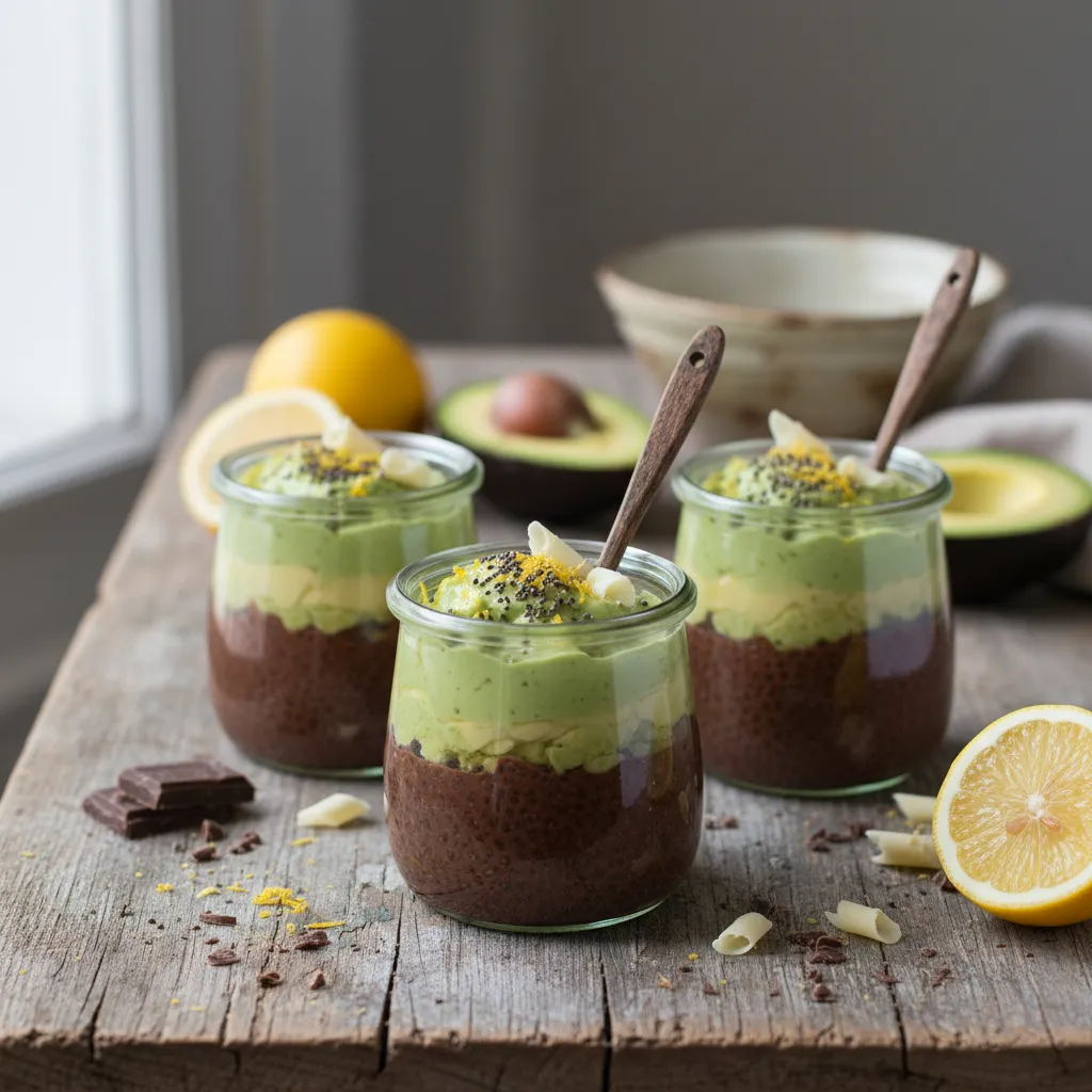 Lemon Zest Avocado Chocolate Chia Cups