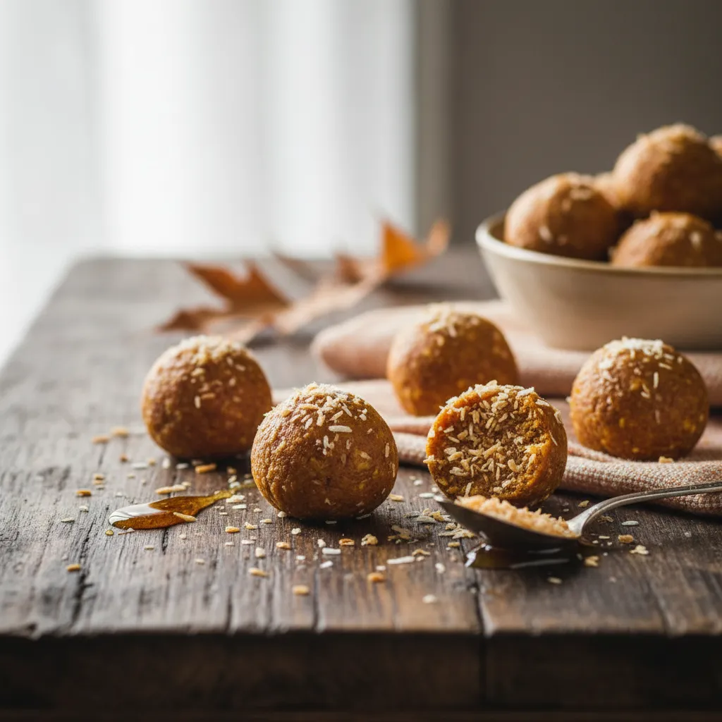 Maple-Infused Pumpkin Spice Energy Bites with Toasted Coconut