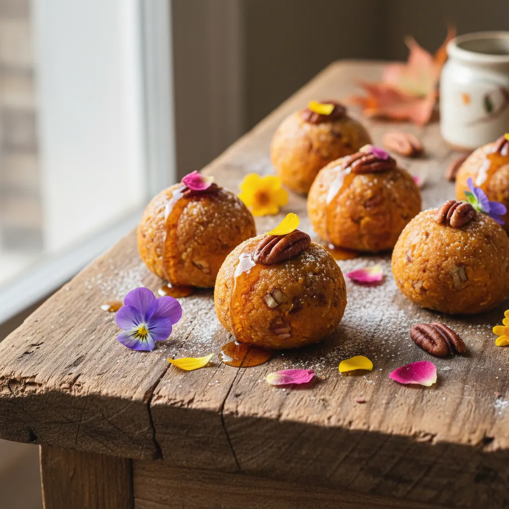 Maple-Infused Sweet Potato and Edible Flower Energy Bites