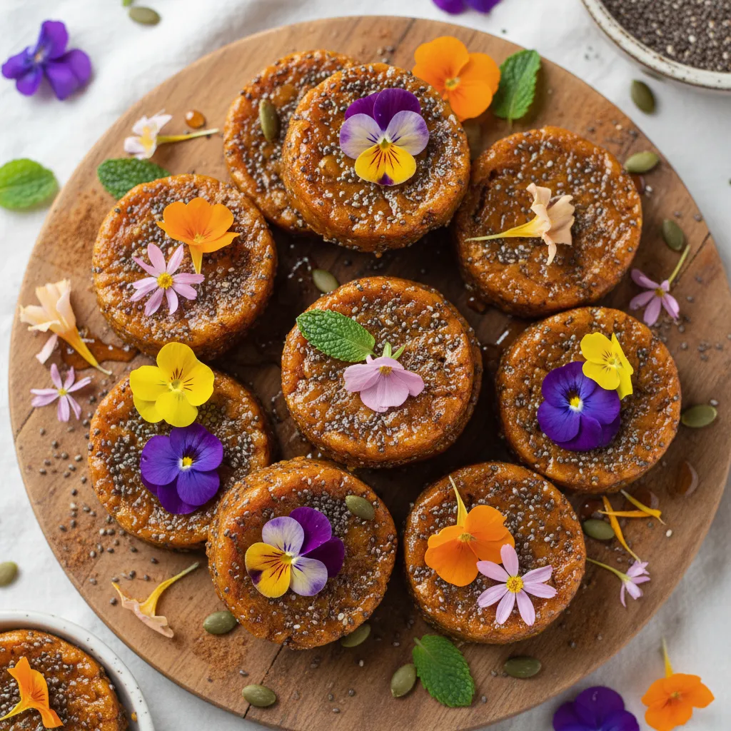 Maple-Pumpkin Chia Bites With Edible Flowers