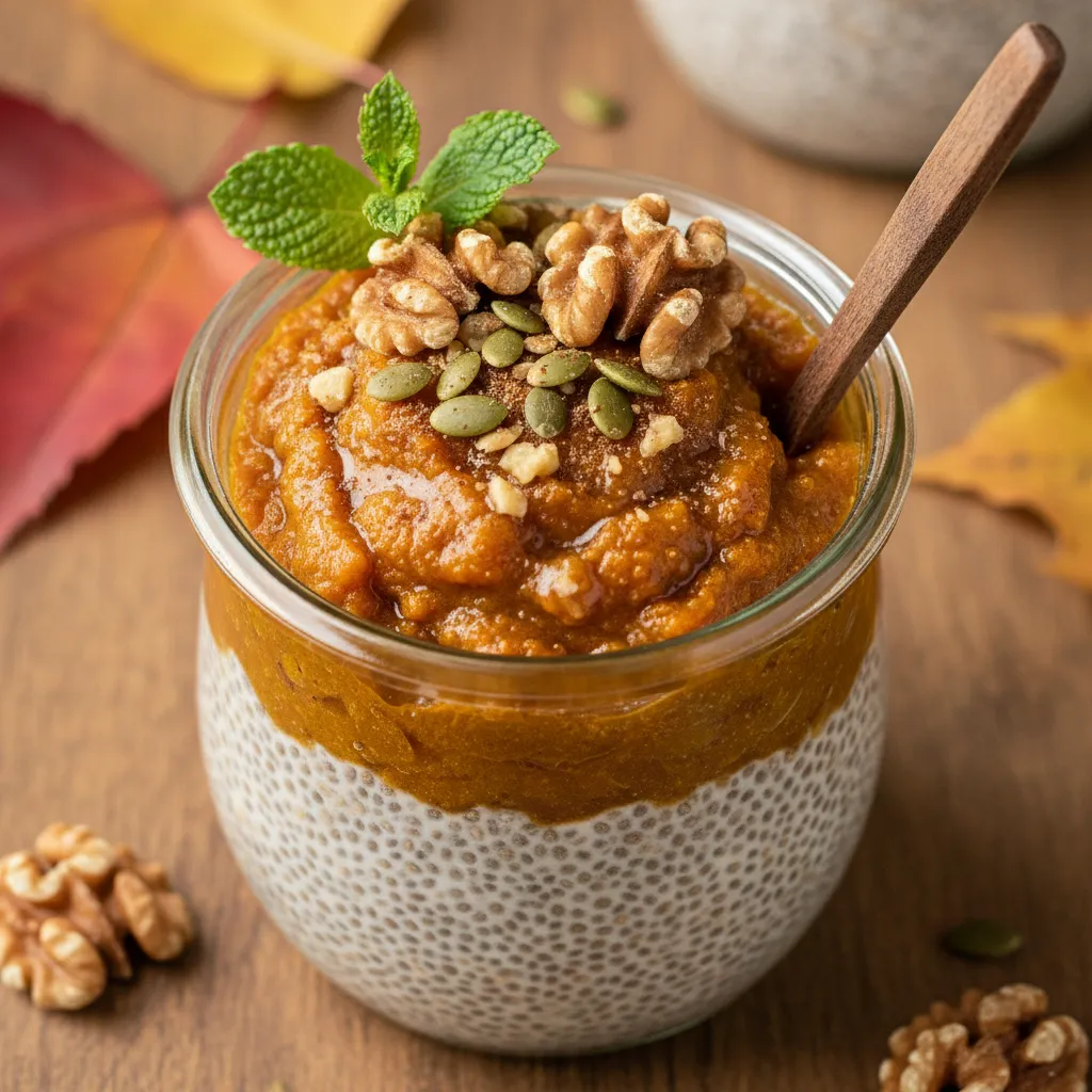 Maple-Walnut Chia Pudding with Spiced Pumpkin Compote