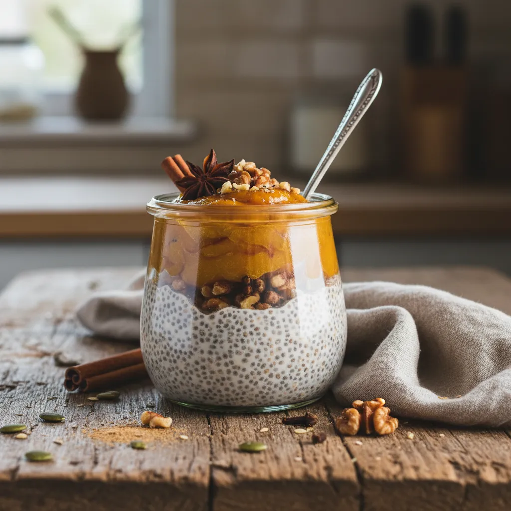 Maple-Walnut Chia Pudding with Spiced Pumpkin Compote