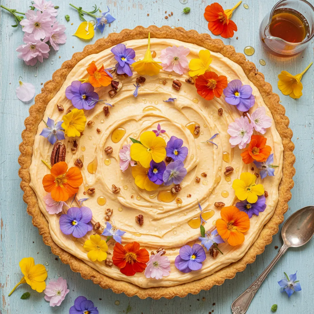 Maple-Whipped Sweet Potato and Edible Flower Tart