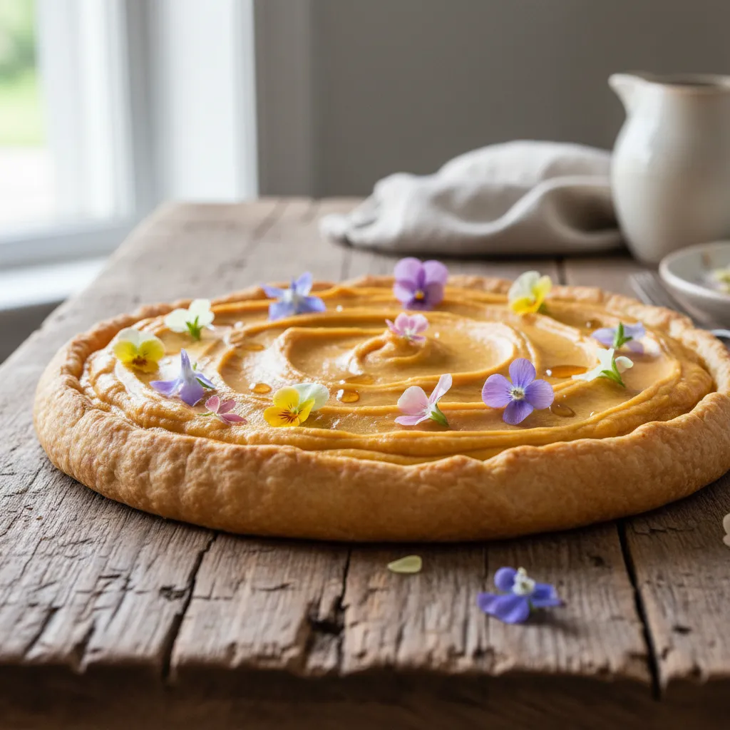 Maple-Whipped Sweet Potato and Edible Flower Tart