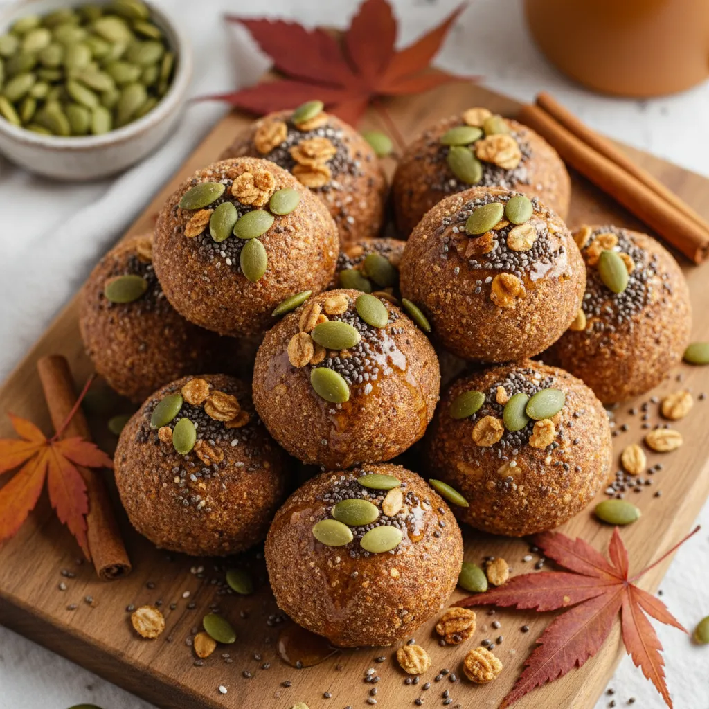 Maple Cinnamon Chia Energy Bites with Pumpkin Seeds