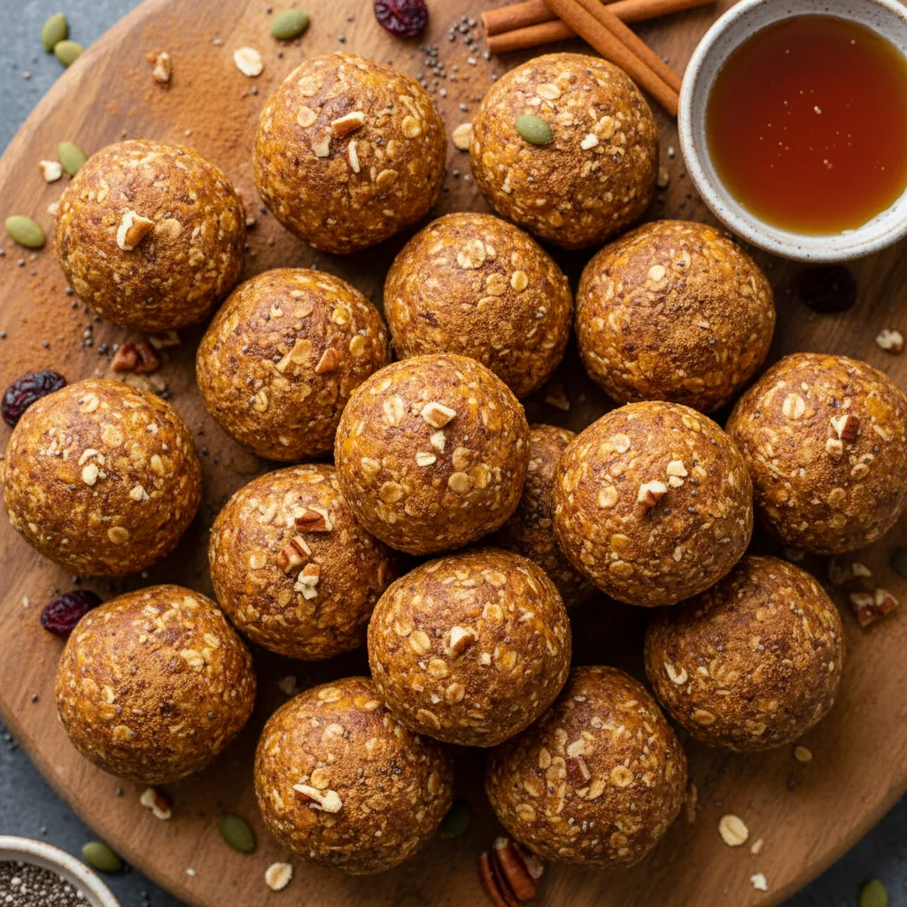 Maple Cinnamon Pumpkin Oat Energy Bites