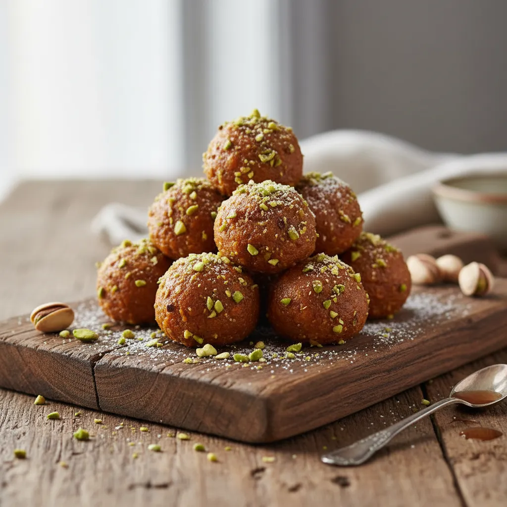 Maple Cinnamon Sweet Potato Energy Bites with Pistachio Crumble