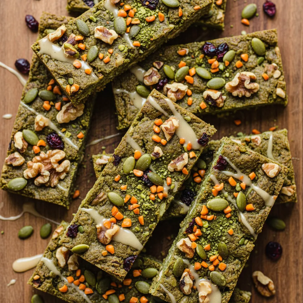 Maple Matcha Walnut Energy Bars with Pumpkin Seeds