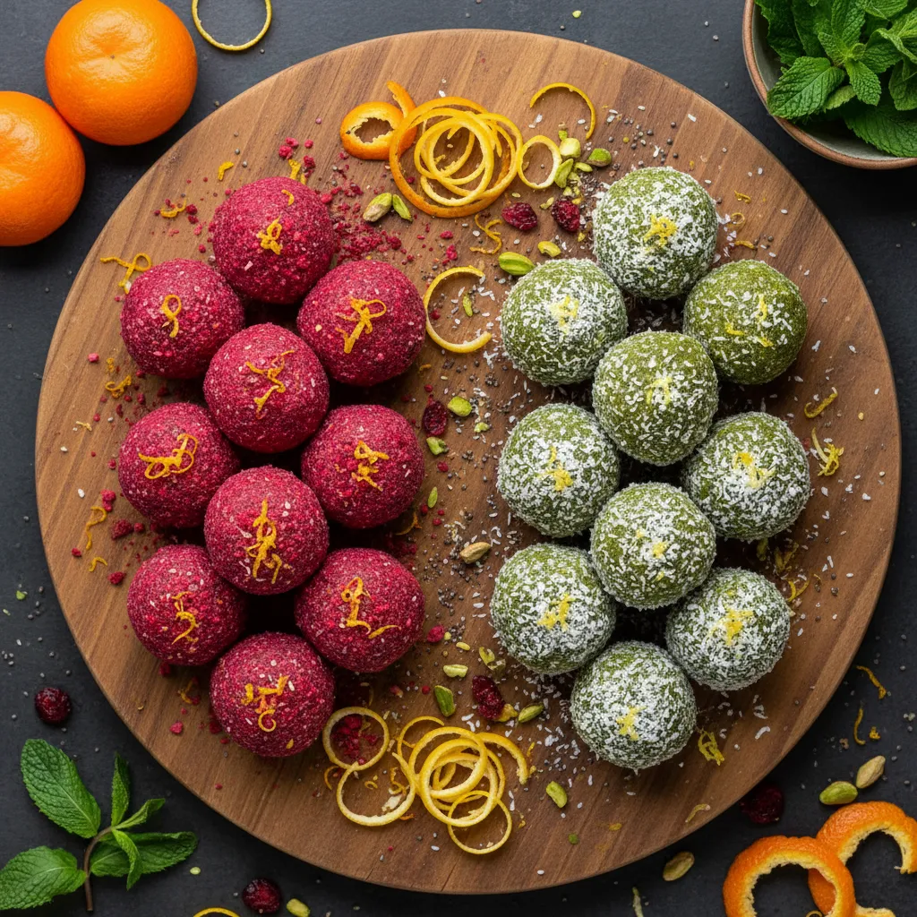 Matcha & Beetroot Bliss Energy Balls with Citrus Zest