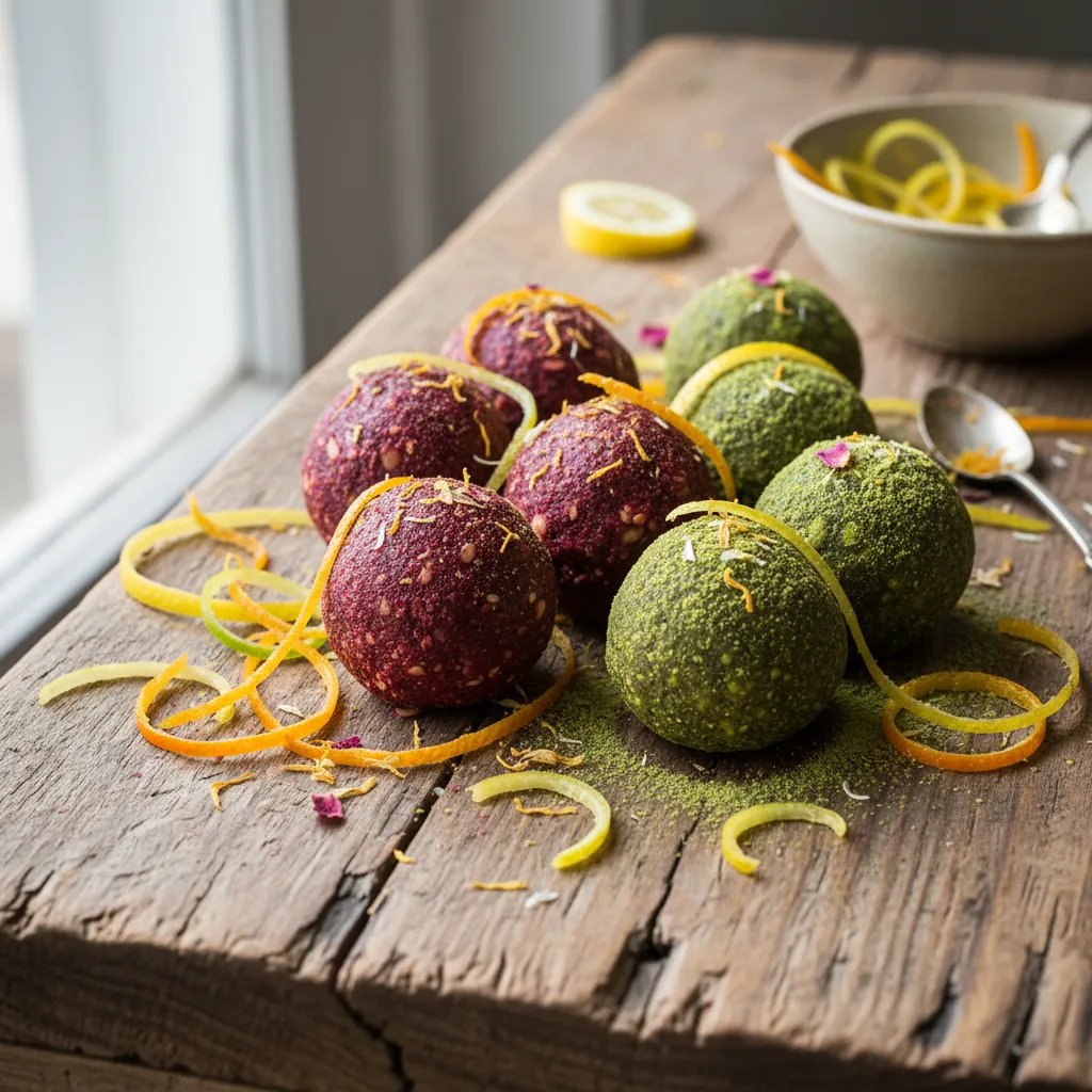 Matcha & Beetroot Bliss Energy Balls with Citrus Zest