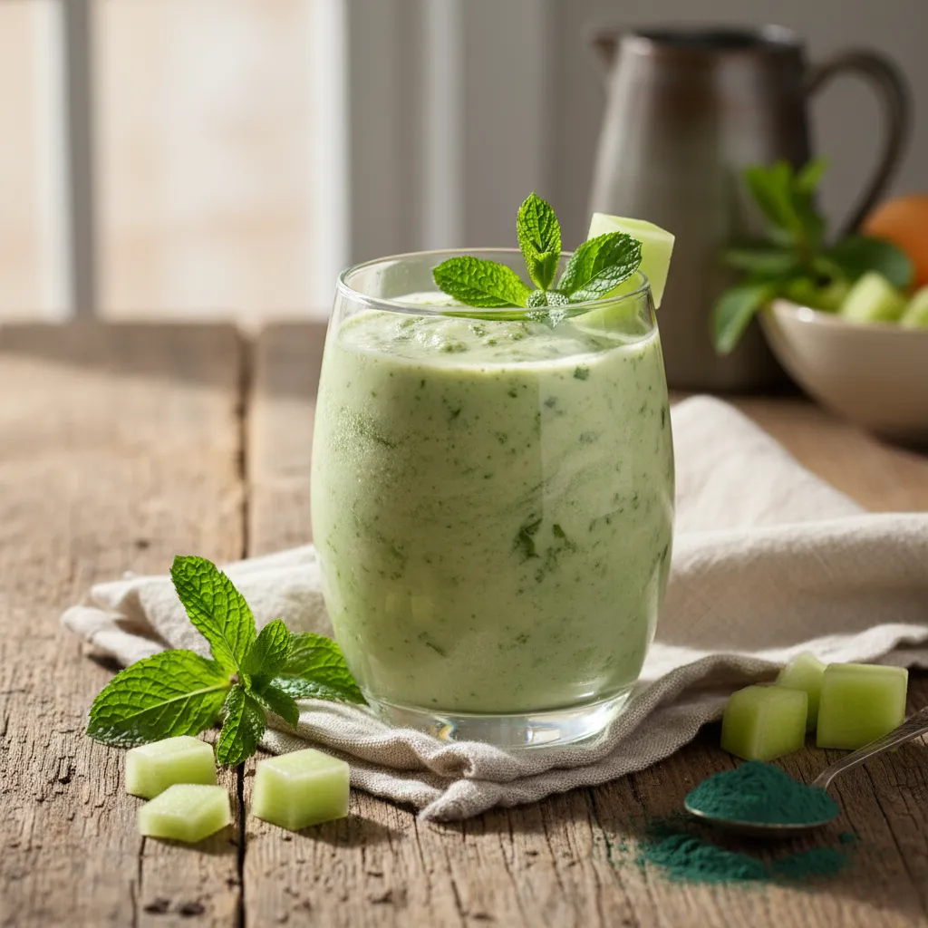Mint Melon Spirulina Splash Smoothie